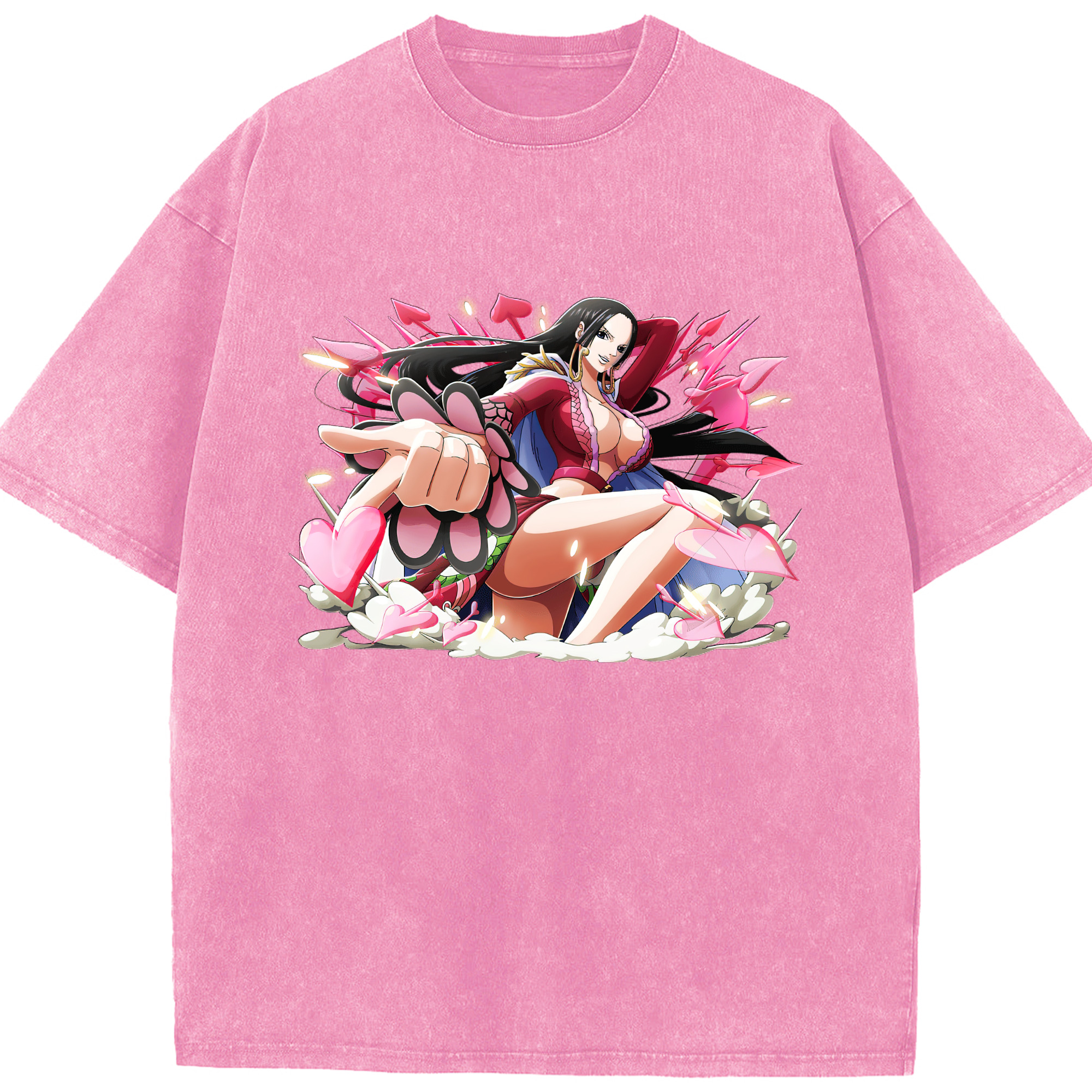 ワンピース ボア・ハンコック ONE PIECE Boa·Hancock 綿100% ヴィンテージ風 半袖Tシャツ（フロントプリント）